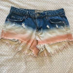 Free People dip dye denim shorts